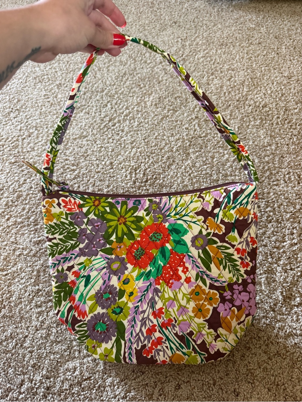 NWT Vera Bradley Evening Garden Slouchy Bucket Shoulder Bag Floral
